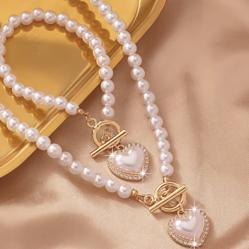 Zyra Stone Beaded Heart Pendant Bracelet and Necklace Set
