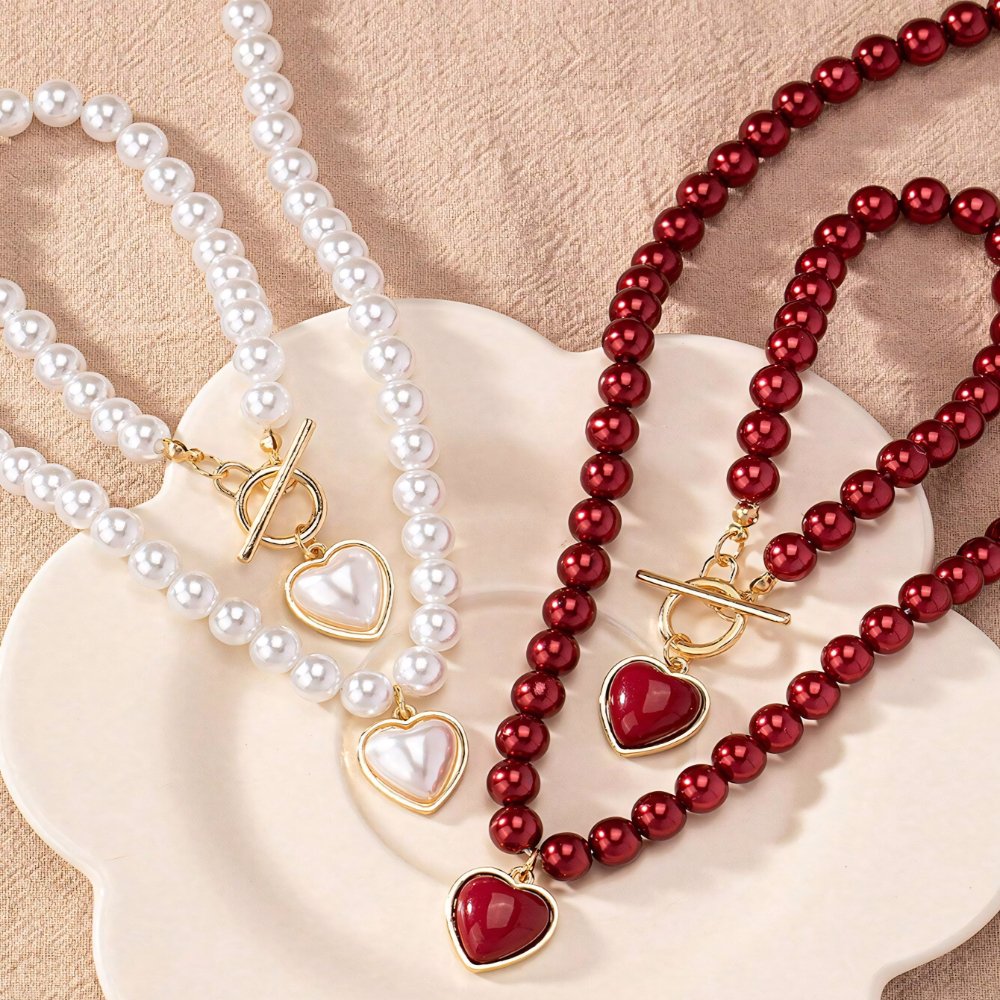 Zyra Stone Beaded Heart Pendant Bracelet and Necklace Set