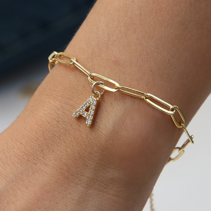 Zyra Stone introduces the Dainty Paperclip Letter Initial Bracelet,