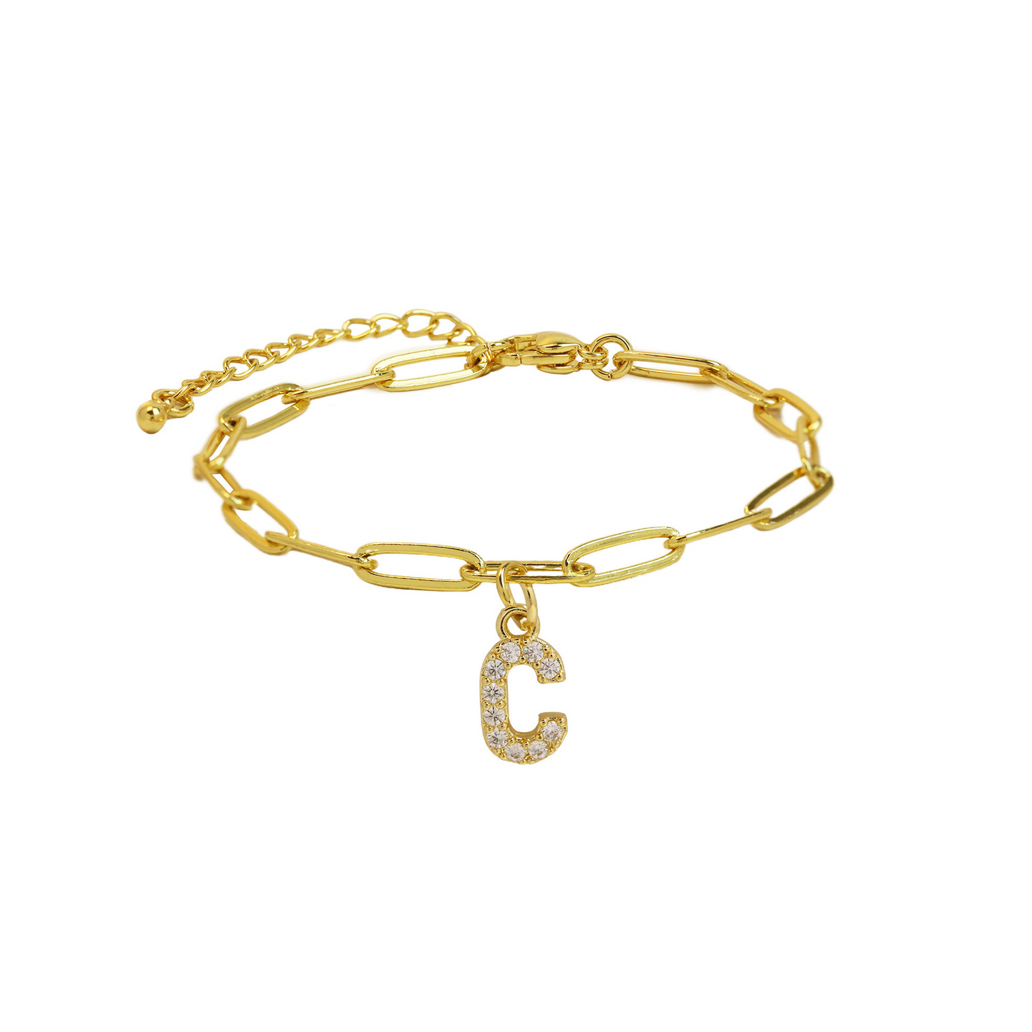 Zyra Stone introduces the Dainty Paperclip Letter Initial Bracelet,