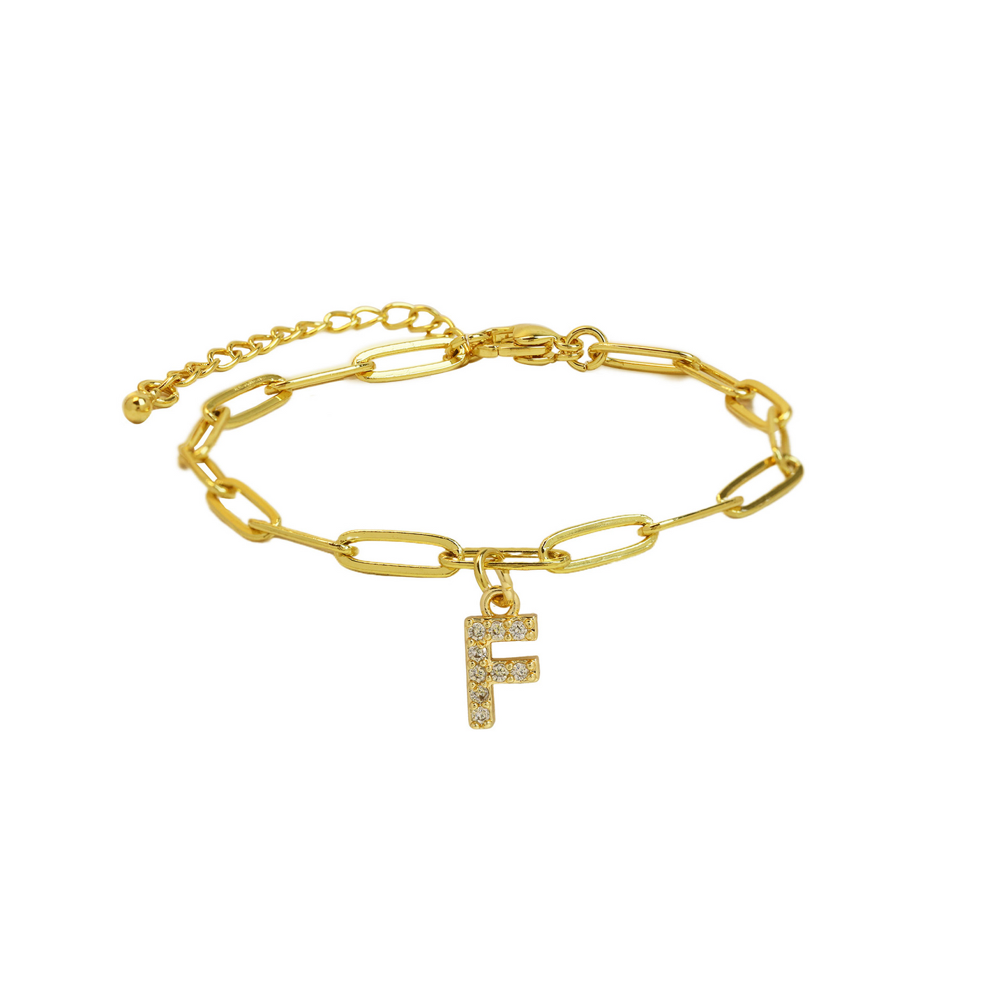 Zyra Stone introduces the Dainty Paperclip Letter Initial Bracelet,