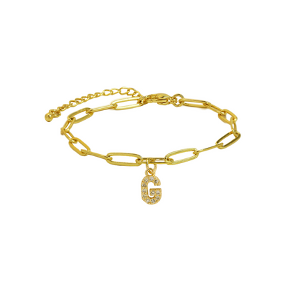 Zyra Stone introduces the Dainty Paperclip Letter Initial Bracelet,