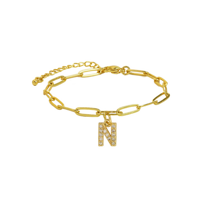 Zyra Stone introduces the Dainty Paperclip Letter Initial Bracelet,