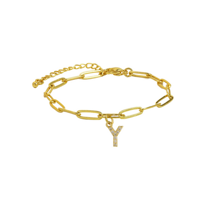 Zyra Stone introduces the Dainty Paperclip Letter Initial Bracelet,