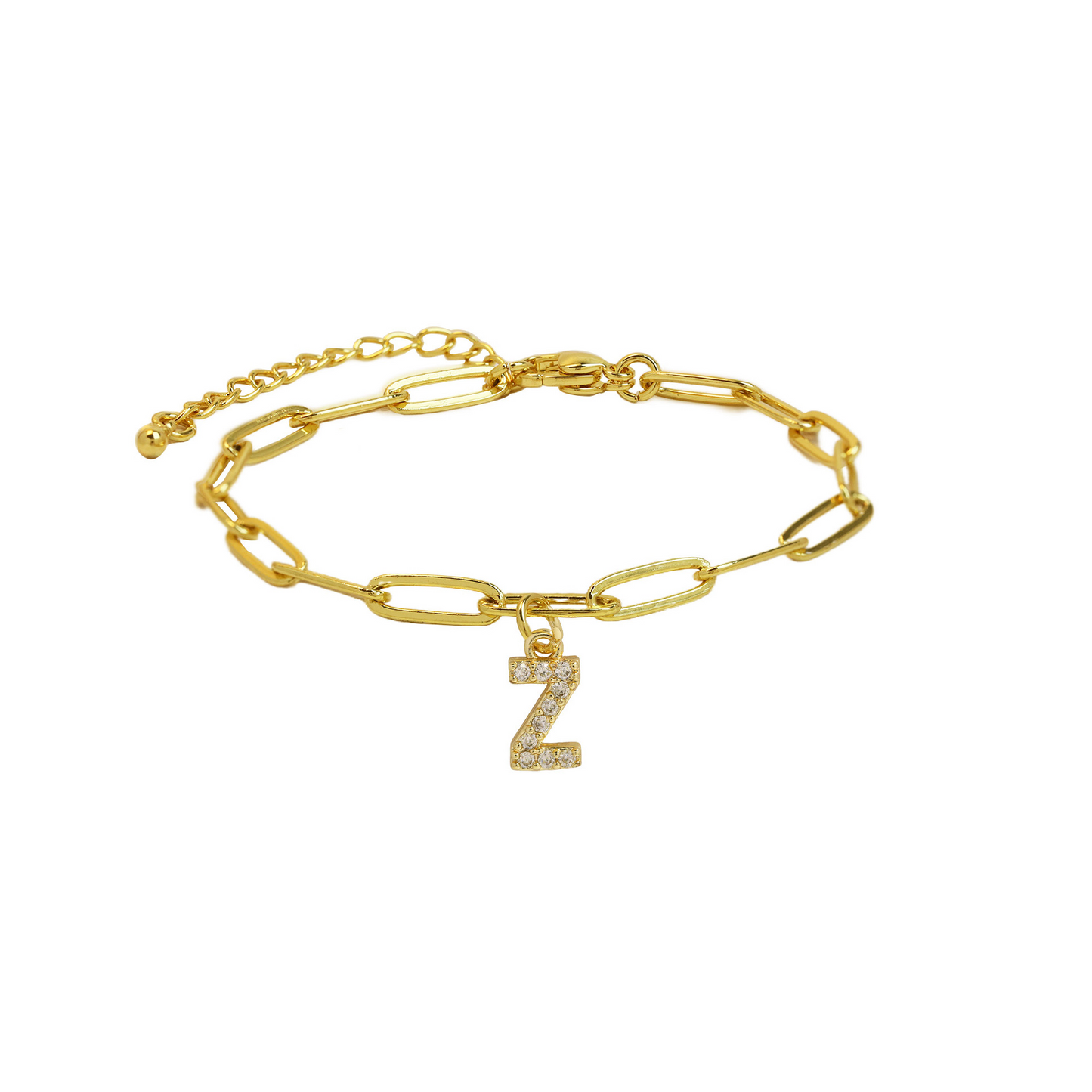 Zyra Stone introduces the Dainty Paperclip Letter Initial Bracelet,