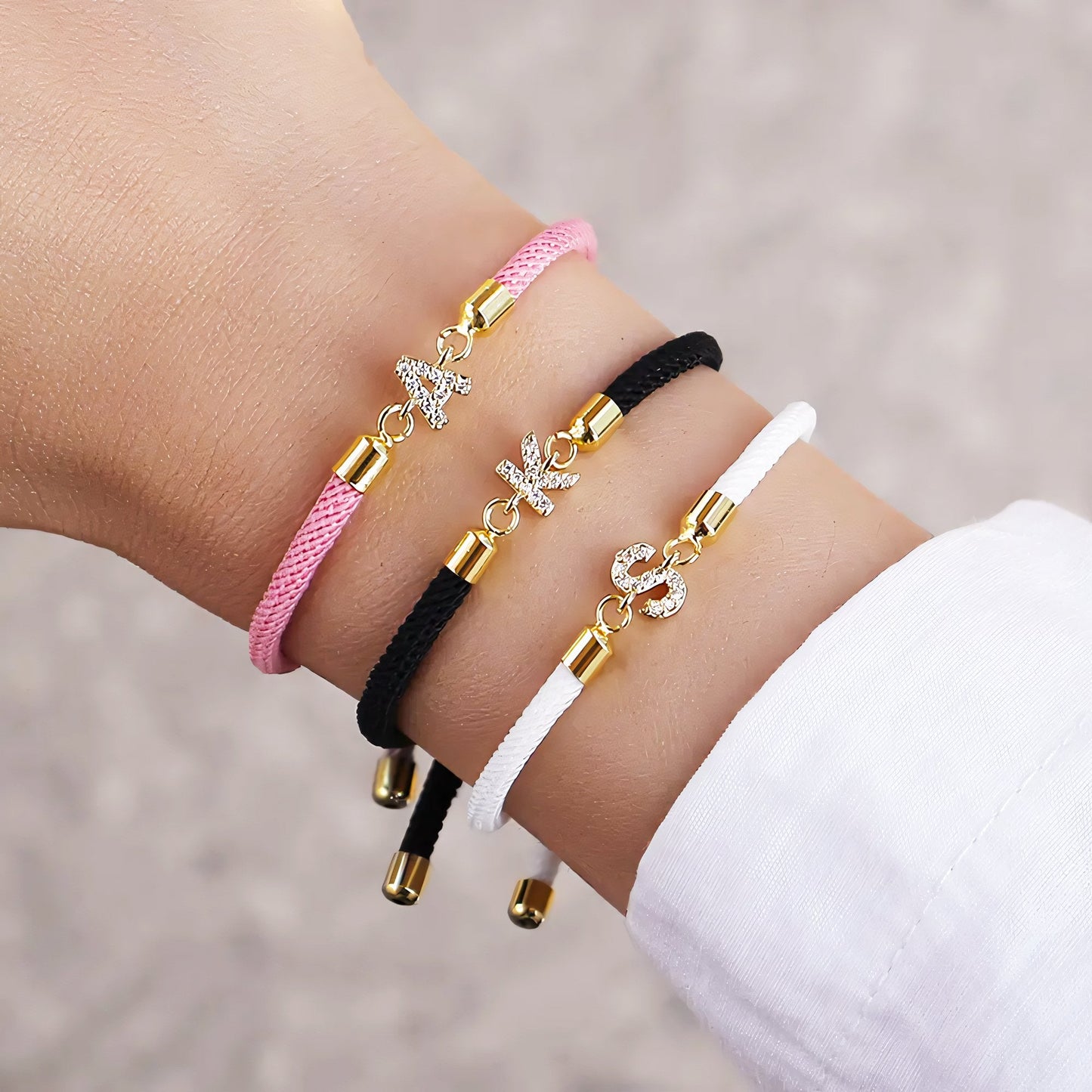 Adjustable Letter Initial Bracelets by Zyra Stone