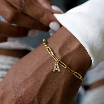 Zyra Stone introduces the Dainty Paperclip Letter Initial Bracelet,